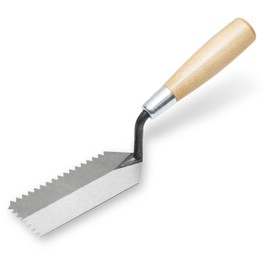 Marshalltown Notched Margin Trowels, Wood Handle, V-Shaped, X-Notch Size 6mm, Y-Notch Size 4.5mm, Z-Notch Size 0mm, Made in The USA, 52VN