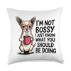 Bossy Chihuahua Coffee Lover Funny Dog Sarcastic Attitude Throw Pillow