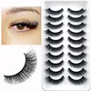 10 Pairs of 3D False Eyelashes, Cat Eye, Natural Artificial