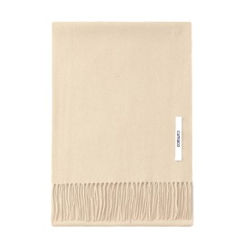 cumaco C-A0011B 25 Colors 100% Cashmere Scarf, Solid, Solid Color, Women's, Men's, Unisex, 72.8 x 11.8 inches (185 x 30 cm), Large, Stole, 02. light beige