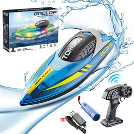 Mineup Ferngesteuertes Boot, 2,4 GHz RC Boot Mit LED-Licht, 15 KM/H Einstellbar Speedboot, Rennboot RC Für Kinder Erwachsene, Speedboot Ferngesteuert Für Kinder Ab 3 4 6 8 Jahre