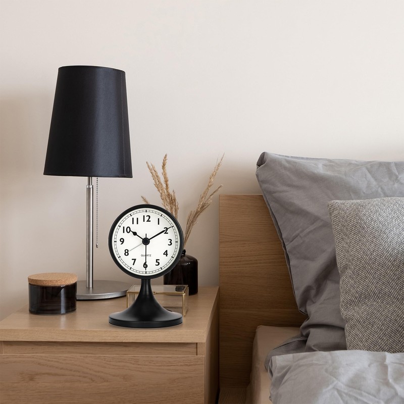 Lafocuse Metal Alarm Clock Black Classic Alarm Clock Silent No