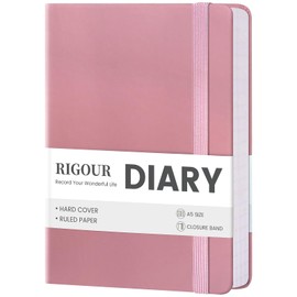 Rigour Journal Notebook with 400 Pages Academic Diary A5 Memo Daily Planner Hardcover Line Ruled Journal for Women Men, Scheduler Daily Planner for Home Office School Diary Travel Gift Birthday(Pink)