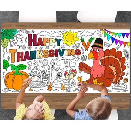Happy Thanksgiving Coloring Sheet, Jumbo Coloring Book Page, Holiday Theme, Giant Coloring Poster (12 x 24 Inches)