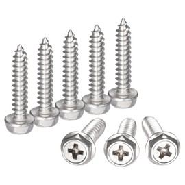 sourcing map Phillips Hex Washer Self Tapping Screws, M5 x 25mm 304 Stainless Steel Hex Flange Sheet Metal Screw 25pcs