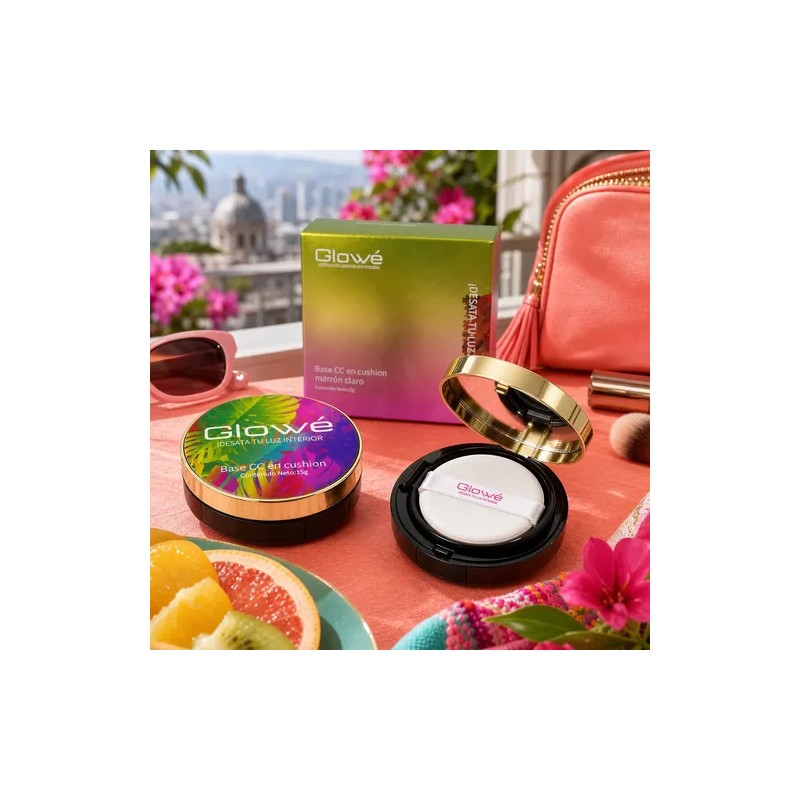 Crema Cc Glowe Cojín Corrector Maquillaje 2 Tonos