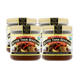 Better Than Bouillon Organic Roasted Beef Base, Made with Seasoned Roasted Beef, USDA Organic, Blendable Base for Added Flavor, 38 Servings Per Jar 8 Ounce (Pack of 4)