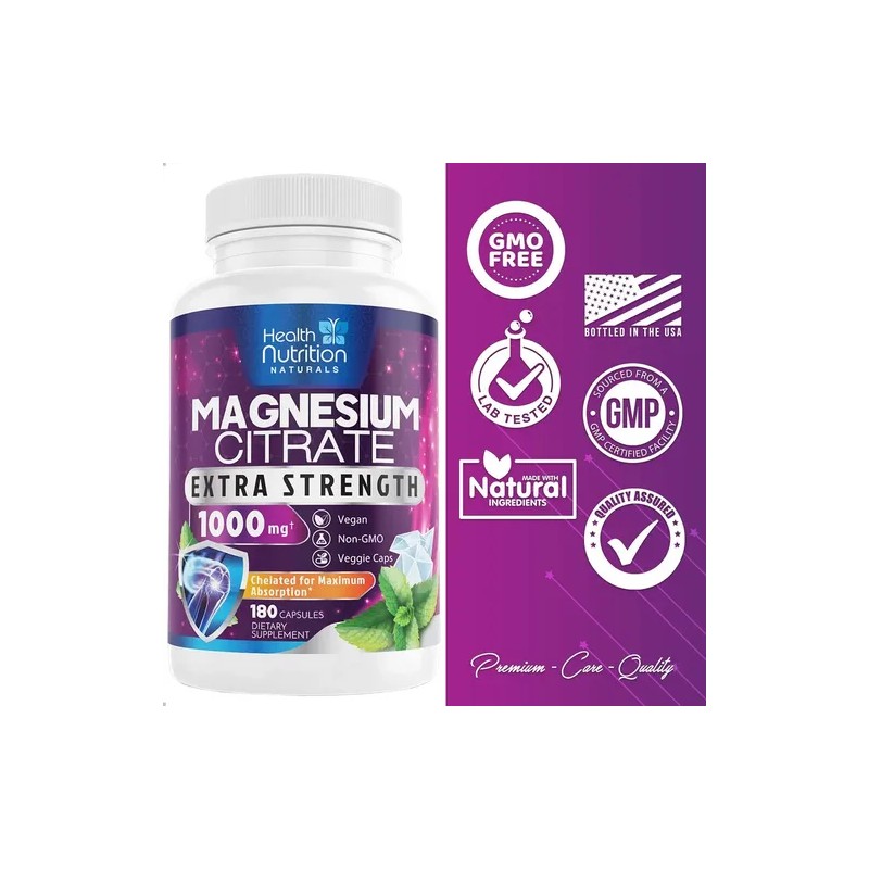 Health Nutrition Citrato Magnesio 1000mg 180 Caps Sabor