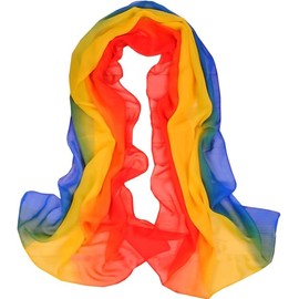 Sunnyshopday 160 x 50 cm Rainbow Colourful Soft Chiffon Scarf Lotus White Neck Long Head Wrap Thin Green Beach Women Hijab Belt Vintage Bridal Shawl Tie Fabric, Polyester (Rainbow)