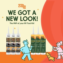 Ziollo RV Repair Kit with 4 x 10oz Tubes of Self Leveling Caulking Lap Sealant & 1 RV Roof Repair Seam Tape 4" x 25' | White | for Rubber Roofs & EPDM