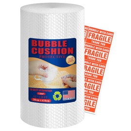 RPJC 12 Inch x20 Feet Bubble Wrap Roll with Every 12 inches Easy Tearing Perforation for Moving Packing and Shipping Cushioning Made in US