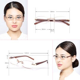 FEIVSN 3-Pack Rimless Reading Glasses For Women, Lightweight Spring Hinge Readers, Classic Elegant Artistic Eyeglasses UV 400 (Brown 2.5 Etc)
