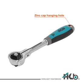 HB 90-Tooth Swivel Head Ratchet Handle 1/4-Inch Drive, Precision bits, Made in Taiwan, with portable mini case 45-piece Socket Set AKM024-U