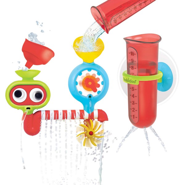 Yookidoo Baby Bath Toy - Spin 'N' Sprinkle Water Lab - Spinning Gear and Googly Eyes for Bath Time Sensory Development - Attaches to Any Size Tub Wall - 1+ Years