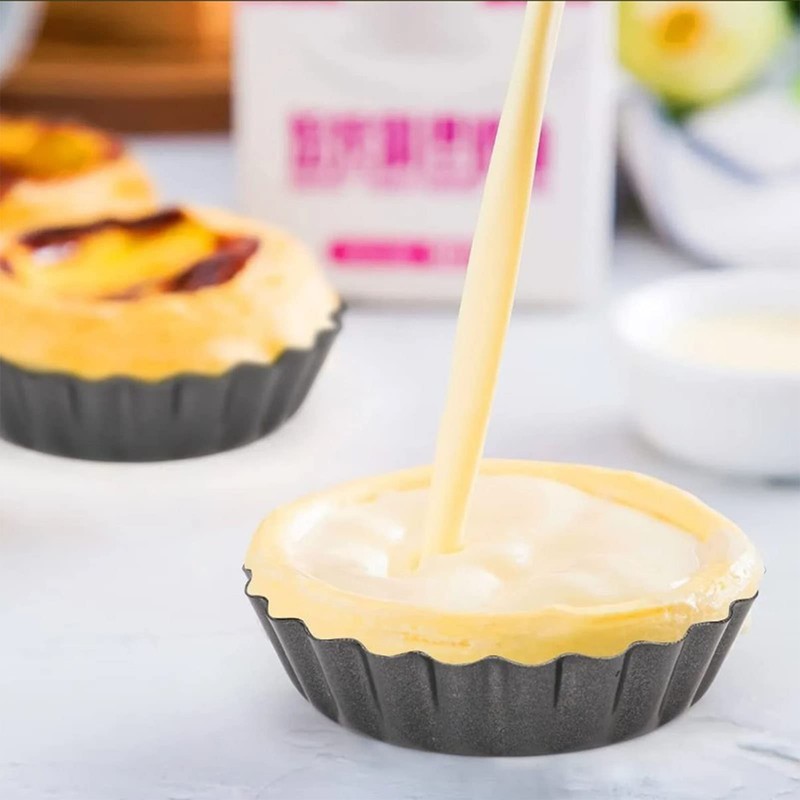6 Pieces Tart Pan with Removable Base Non-Stick Carbon Steel