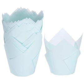 sourcing map 50pcs Tulip Cupcake Liners Greaseproof Baking Cups Paper Cupcake Wrappers Holders for Parties Weddings Birthdays, Blue