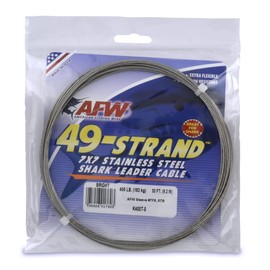 American Fishing Wire 49 hebras, Cable líder de tiburón de Acero Inoxidable 7x7, Prueba de 182 kg, 1,37 mm de diámetro, Brillante, 30 pies
