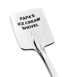 Papa Christmas Birthday Gifts from Grandkids Funny Grandpa Papa Gifts from Granddaughter Grandson Engraved Papa’s Ice Cream Shovel Spoon for Ice Cream Lovers Unique Papa Gift from Grandchildren