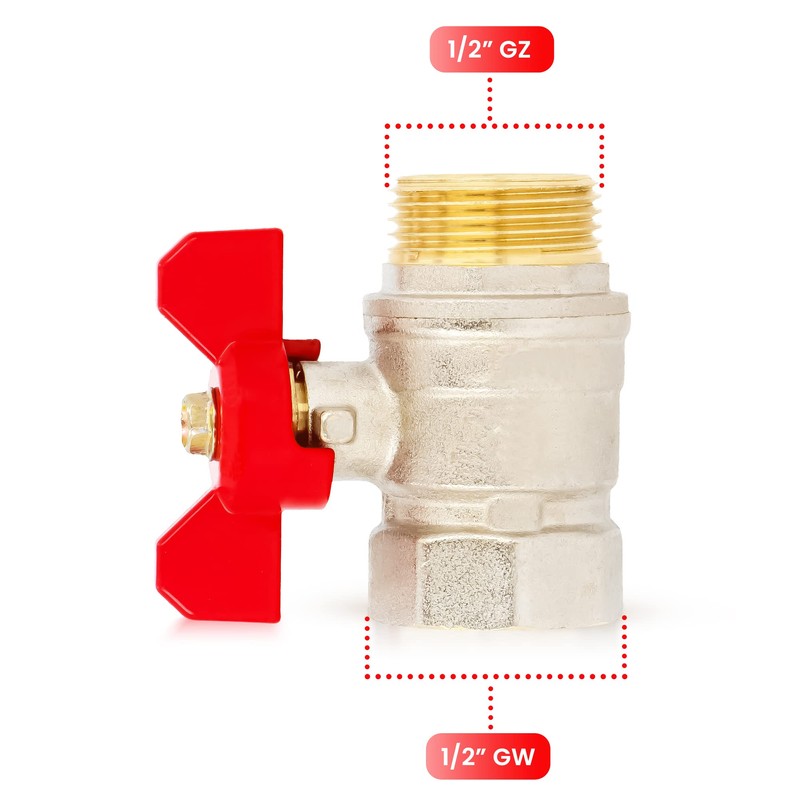 Ball Valve with Butterfly Handle Pack Nut Female Thread 1/2