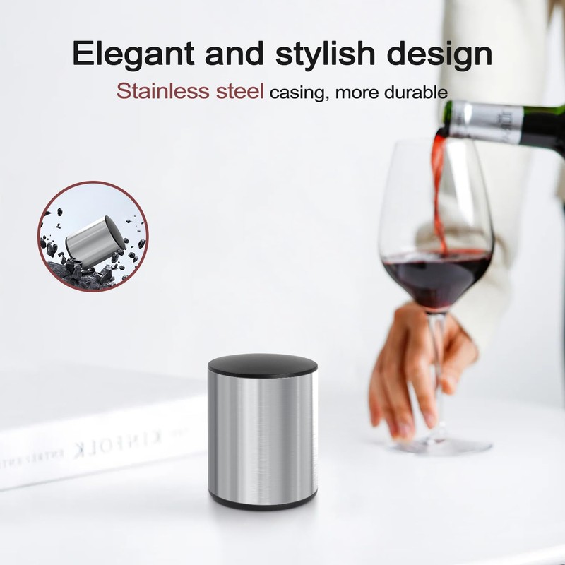 ELMWAY Wine Stopper, Stainless Steel Wine Bottle Stopper, Mini Vacuum