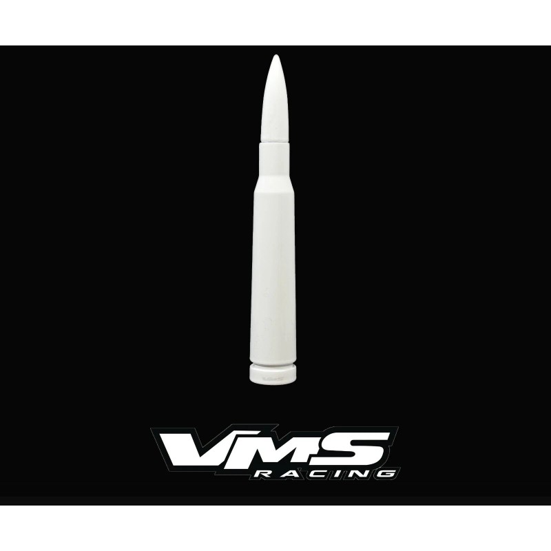 VMS RACING GLOSS WHITE TELESCOPIC 50 CAL BULLET AMMO ANTENNA