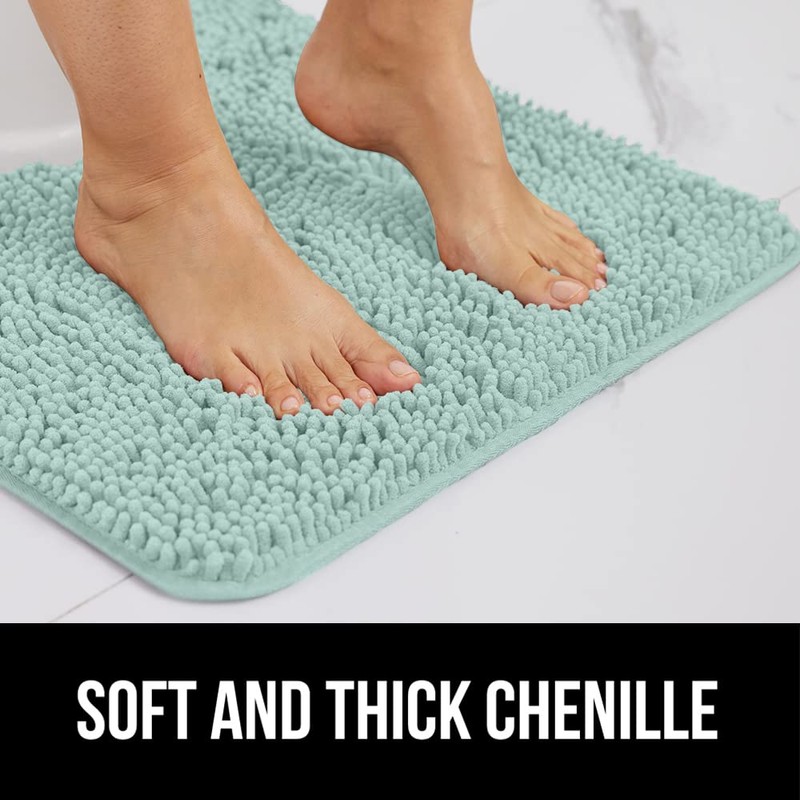 GORILLA GRIP Bath Rug Mat 48x24, Soft Absorbent Chenille, Quick