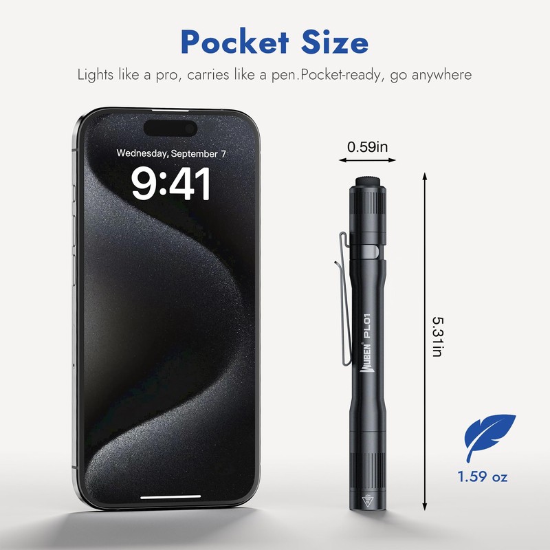 WUBEN PL01 Pen Light, 650 Lumens Pocket EDC Flashlight Rechargeable,