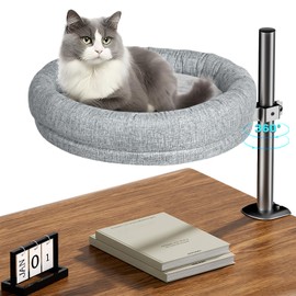 Cuipingoo Cat Bed - with 360 Rotation & Adjustable Height - Soft & Comfortable - Indoor Cats Up to 40 lbs (Grey)