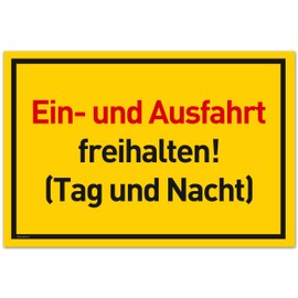 Einfahrt Freihalten Signs (30 x 20 cm Plastic) - Ausfahrt freihalten Sign - Nie wieder zugeparkt - Tag und Nacht freihalten