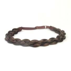 DIGUAN Chubby Narrow Synthetic Hair Braided Headband Classic Chunky Plaited Braids Elastic Stretch Hairpiece Women Girl Beauty accessory Mia, 58g (Copper Brown)