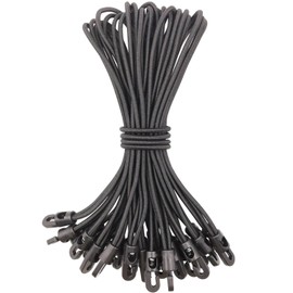 WMZOBH Bungee Cord with Hooks, Pack of 25, Expander with Hooks, 25 cm, Tarpaulin Tensioner, Rubber Tensioner with Hooks for Camping Tarpaulins (Black)
