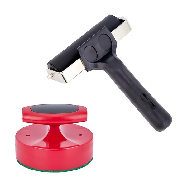 UNICRAFTALE 94x63mm Red Block Printing Baren and Black Rubber Roller