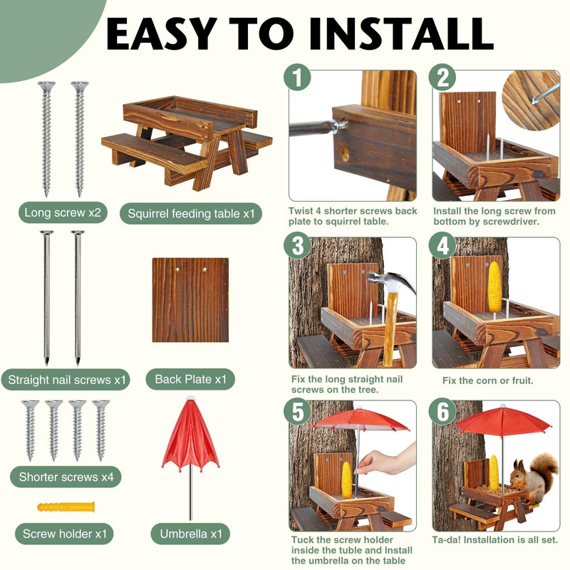 Squirrel Feeder with Umbrella Squirrel Table Feeder with Sturdy Squirrel