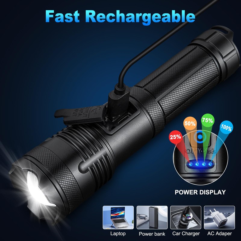 KINGCAESAR Flashlights 90,000 High Lumen - 2 Pack, Ultra Bright