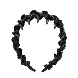 Wavy Toothed Headband for Women - Elegant Rhinestone Beaded Hair Headband Non-Slip Handmade Wrapped Hairband for Women Girls