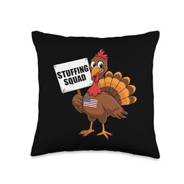 Thanksgiving Turkey Stuffing Squad Thanksgiving Turkey Throw Pillow