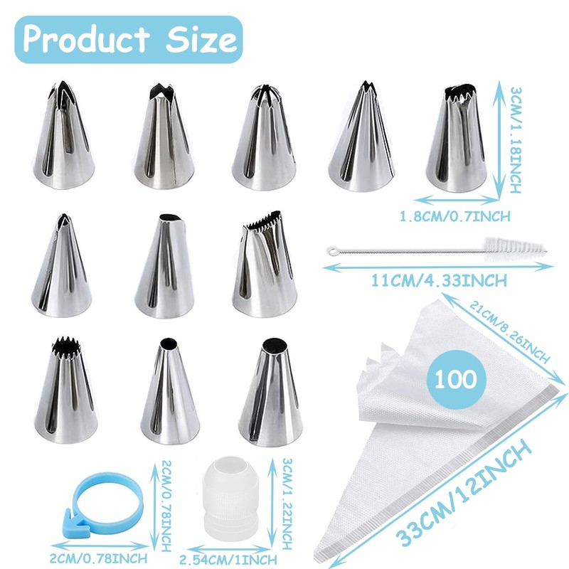 Tomuvpzn 100 Piece Piping Bag Set