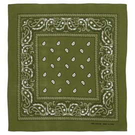 Olive Green Paisley Bandana - Single Piece 22x22