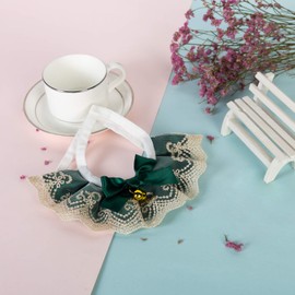 FUN LAVIE 2PCS Dog Cat Collar with Bell Bow Lace Pet Bib Cute Scarfs Necklace Neck Strap for Pet Costume Supplies Dark Green