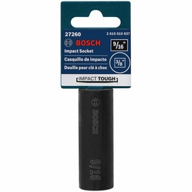 BOSCH 27260 9/16 In., 3/8 In. Shank Impact Tough Deep Well Socket for Applications in High Torque Driving and Fastening