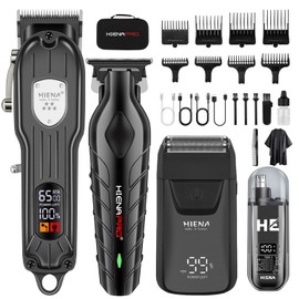 HIENA PRO Professional Cordless Hair Clipper for Men, Electric Foil Shavers and Beard Trimmers, Ear, Nose Hair Trimmer Set, Rechargeable Barber Kit and Hair Cutting Set, Facial Grooming Kit