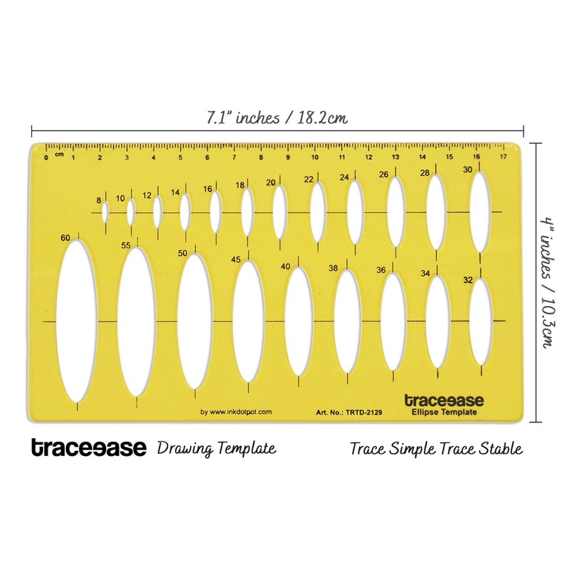 Traceease Geometric Drafting Ellipse Template Drawing Stencil, Designing Template Measuring