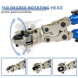 EFIELD Copper Tube Press Tool with 1/2" 3/4" 1" Jaw for Press Copper Fitting and Copper Pipe Connectionith 360 Degrees Rotating Head,(TOOL011)