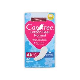 Care Free Cotton Feel Normal Fresh Scent Panty Liners | Bundle of 4 x 20 (80 Total) | Lightly Scented, Breathable & Comfortable | Fits All Panty Shapes