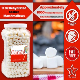 Only Kosher Candy Dehydrated Marshmallows Vanilla Flavors, Gluten Free, Nut Free & Fat Free, Kosher Certified White Pop Mallows in Jar, Perfect for Topping & Baking (large)