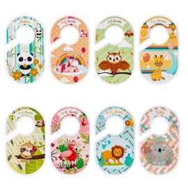 8 Pcs Baby Closet Dividers, Double Side Baby Closet Size Dividers Special Closet Organizer Hangers Dividers from New-born to 24 Months, for Baby Boy & Girl Clothes Sorting, Nursery Decors (17*10cm, multicolor)