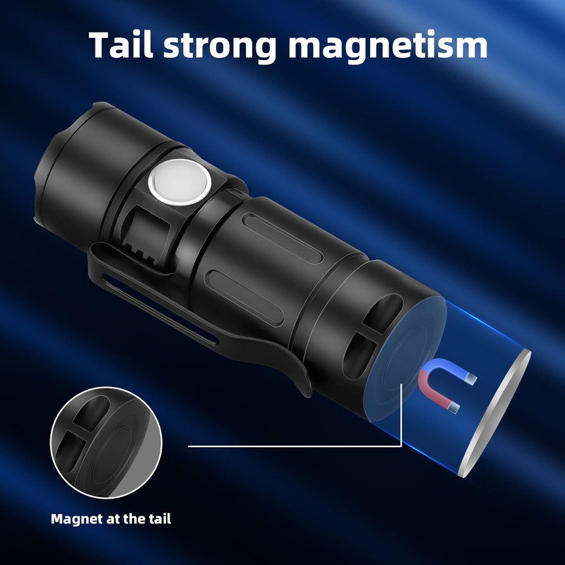800LM Mini Flashlight Small Pocket EDC Light USB Rechargeable Keychain
