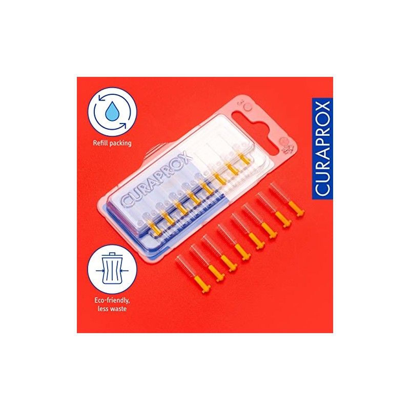 Curaprox Cepillos interdentales CPS 09 Prime, Recambio, 8 Piezas, Amarillo,