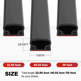 Rubber Door Seal Strip 32.8 Ft Rubber D-Shape Weather Stripping Self-Adhesive Door Frame Rubber Seal for Exterior Front Doors Jamb House Entry Door Frame Easy Cut to Size - Black