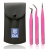 SMI 3-Piece Eyelash Tweezers Set, Curved & Straight, Eyelash Tweezers,